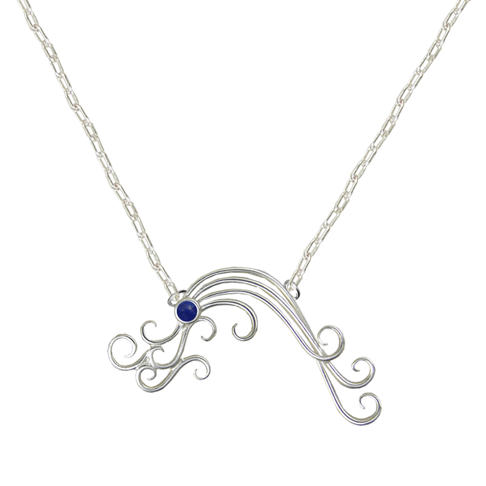 Sterling Silver Gentle Sea Breeze Necklace With Lapis Lazuli